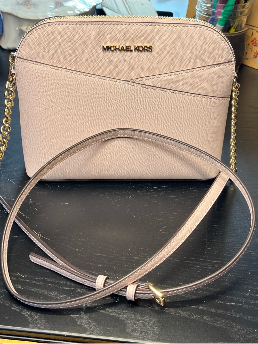 Michael Kors Light Pink Saffiano Leather Crossbody Bag